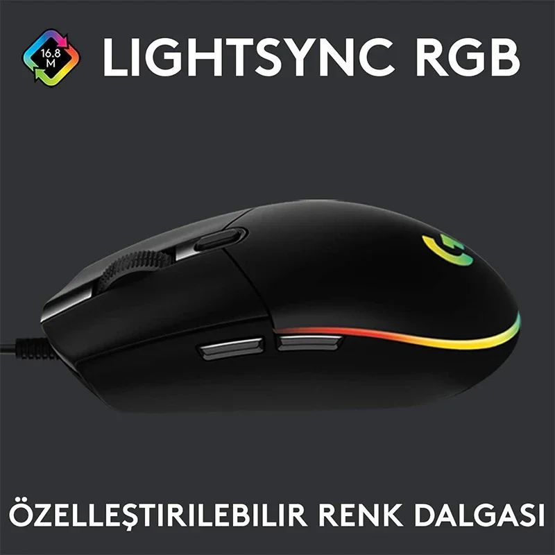 1 Month Warranty : 1PC Logitech G102 Wired Trackball Mouse – High-Precision Performance