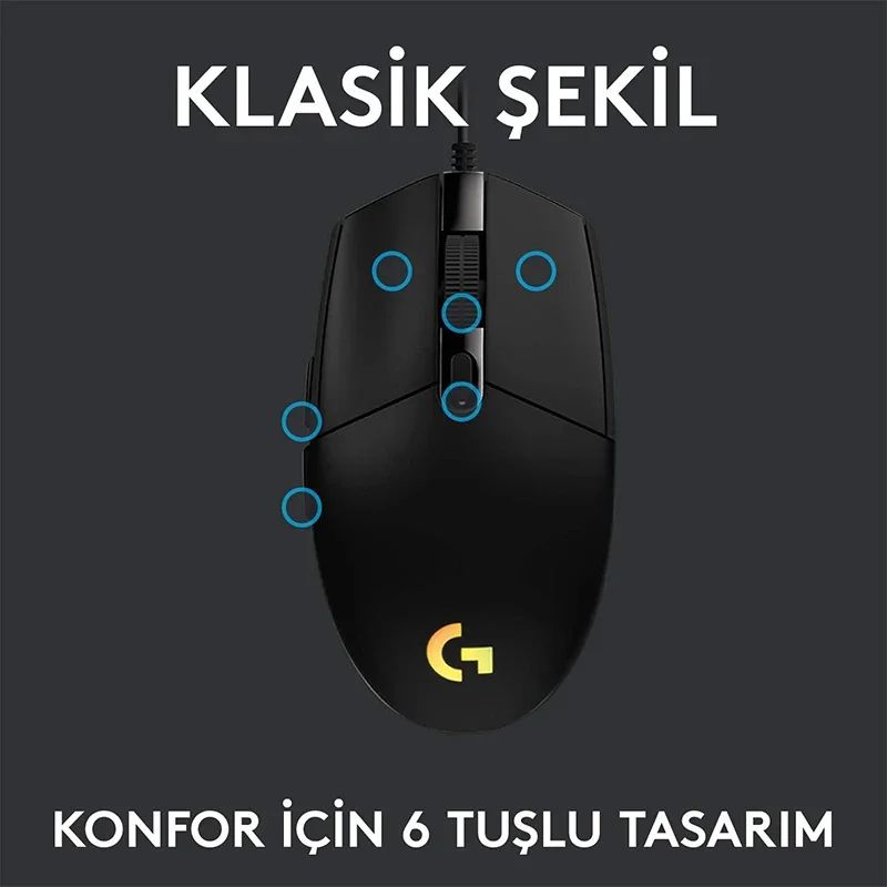 1 Month Warranty : 1PC Logitech G102 Wired Trackball Mouse – High-Precision Performance