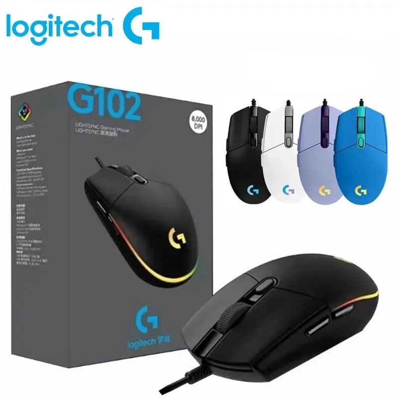1 Month Warranty : 1PC Logitech G102 Wired Trackball Mouse – High-Precision Performance