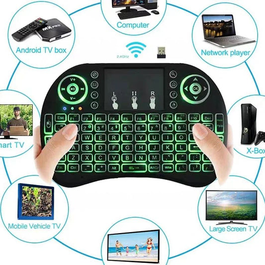 1 Month Warranty : OLPAY 2.4GHz Wireless Mini Backlit Keyboard with Air Mouse